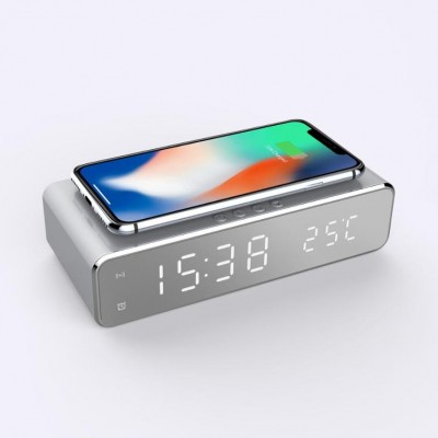 Wireless Charging Alarm Clock with Digital LED Display